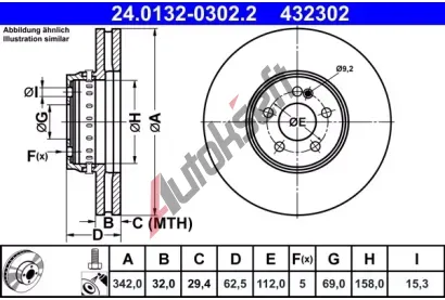 ATE Brzdov kotou - 342 mm AT 432302, 24.0132-0302.2