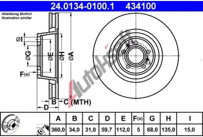 ATE Brzdov kotou - 360 mm AT 434100, 24.0134-0100.1