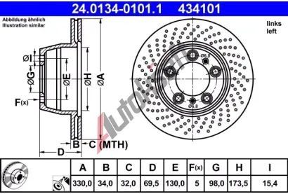 ATE L brzdov kotou - 330 mm AT 434101, 24.0134-0101.1