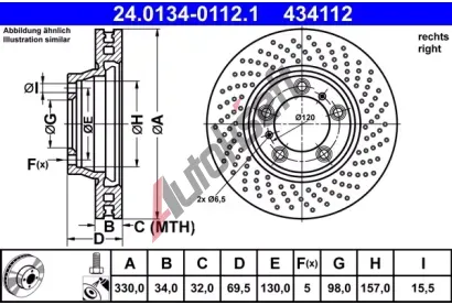 ATE Brzdov kotou - 330 mm AT 434112, 24.0134-0112.1