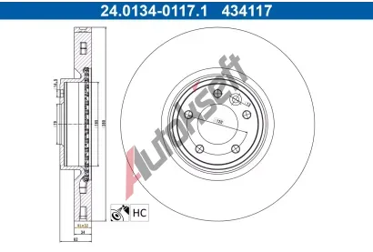 ATE Brzdový kotouč - 380 mm AT 434117, 24.0134-0117.1  ATE Brzdový kotouč - 380 mm AT 434117, 24.0134-0117.1