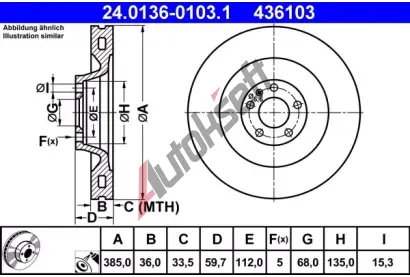 ATE Brzdov kotou - 385 mm AT 436103, 24.0136-0103.1