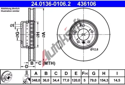 ATE Brzdov kotou - 348 mm AT 436106, 24.0136-0106.2