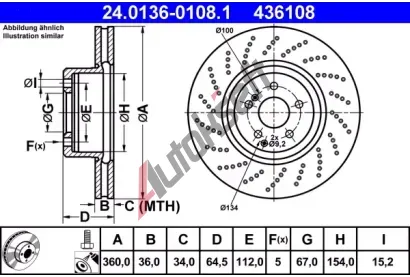 ATE Brzdov kotou - 360 mm AT 436108, 24.0136-0108.1
