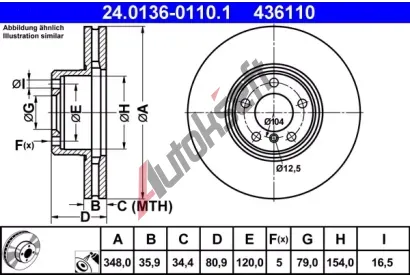 ATE Brzdov kotou - 348 mm AT 436110, 24.0136-0110.1