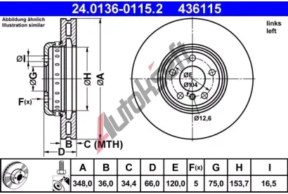 ATE Brzdov kotou - 348 mm AT 436115, 24.0136-0115.2