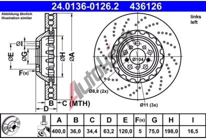 ATE Brzdov� kotou� - 400 mm AT 436126, 24.0136-0126.2