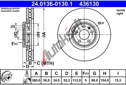 ATE Brzdov kotou - 360 mm AT 436130, 24.0136-0130.1