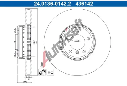 ATE Brzdov� kotou� - 348 mm AT 436142, 24.0136-0142.2