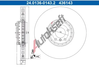 ATE Brzdový kotouč - 385 mm AT 436143, 24.0136-0143.2 ATE Brzdový kotouč - 385 mm AT 436143, 24.0136-0143.2