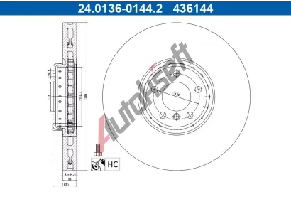 ATE Brzdov� kotou� - 385 mm AT 436144, 24.0136-0144.2