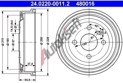 ATE Brzdový buben - 200 mm AT 480016, 24.0220-0011.2 ATE Brzdový buben - 200 mm AT 480016, 24.0220-0011.2