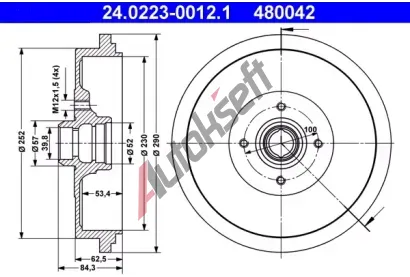 ATE Brzdov buben - 230 mm AT 480042, 24.0223-0012.1