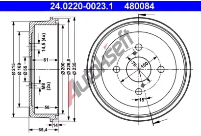 ATE Brzdov buben - 200 mm AT 480084, 24.0220-0023.1