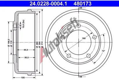 ATE Brzdov buben - 280 mm AT 480173, 24.0228-0004.1