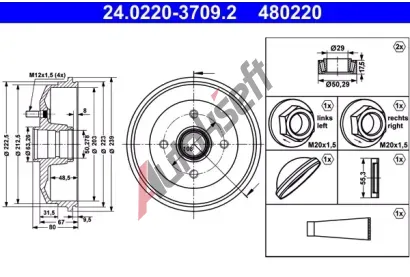 ATE Brzdov buben s loiskem - 203 mm AT 480220, 24.0220-3709.2
