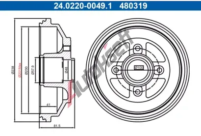 ATE Brzdov buben AT 480319, 24.0220-0049.1