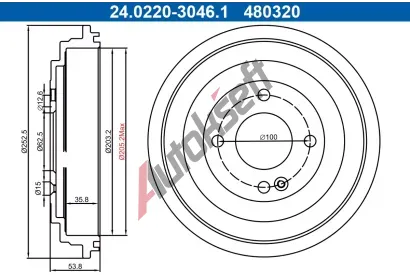 ATE Brzdov buben AT 480320, 24.0220-3046.1