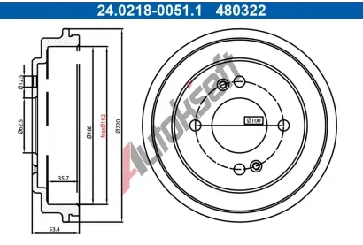 ATE Brzdov buben AT 480322, 24.0218-0051.1