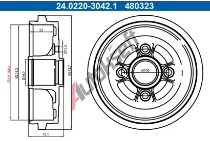 ATE Brzdov buben AT 480323, 24.0220-3042.1