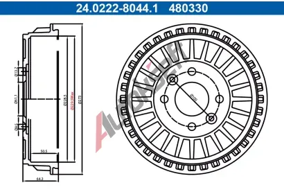 ATE Brzdový buben AT 480330, 24.0222-8044.1 ATE Brzdový buben AT 480330, 24.0222-8044.1