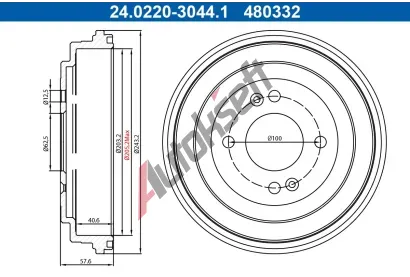 ATE Brzdový buben AT 480332, 24.0220-3044.1 ATE Brzdový buben AT 480332, 24.0220-3044.1