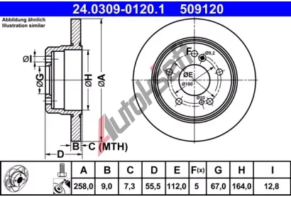 ATE Brzdov kotou Power Disc - 258 mm AT 509120, 24.0309-0120.1