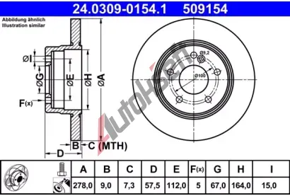 ATE Brzdov kotou PowerDisc - 278 mm AT 509154, 24.0309-0154.1