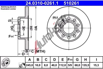 ATE Brzdov kotou Power Disc - 245 mm AT 510261, 24.0310-0261.1