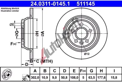 ATE Brzdov kotou PowerDisc - 302 mm AT 511145, 24.0311-0145.1