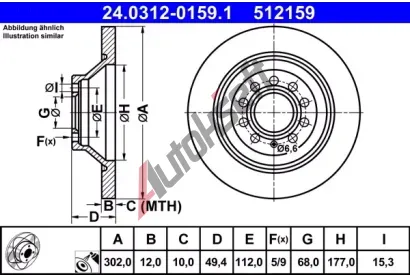 ATE Brzdov kotou Power Disc - 302 mm AT 512159, 24.0312-0159.1