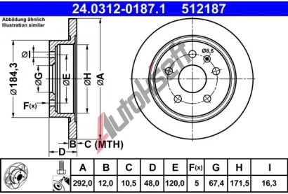 ATE Brzdov kotou PowerDisc - 292 mm AT 512187, 24.0312-0187.1