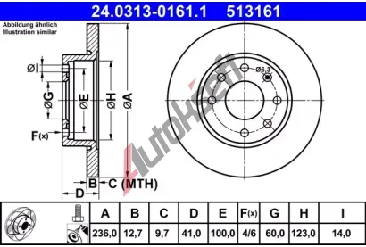 ATE Brzdov kotou Power Disc - 236 mm AT 513161, 24.0313-0161.1