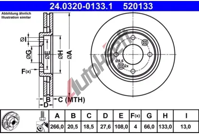 ATE Brzdov kotou Power Disc - 266 mm AT 520133, 24.0320-0133.1