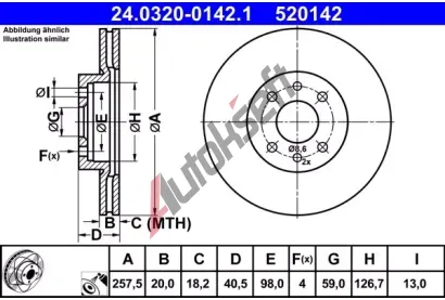 ATE Brzdov kotou Power Disc - 258 mm AT 520142, 24.0320-0142.1