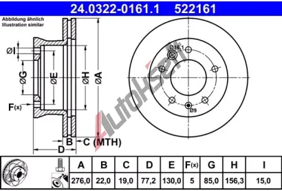 ATE Brzdov kotou Power Disc - 276 mm AT 522161, 24.0322-0161.1