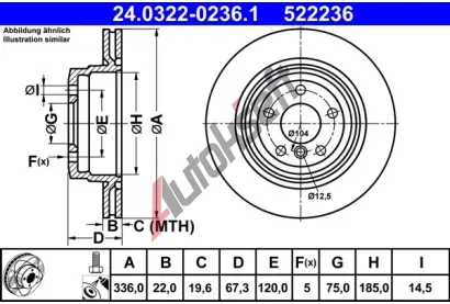 ATE Brzdov kotou Power Disc - 336 mm AT 522236, 24.0322-0236.1