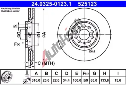 ATE Brzdov kotou Power Disc - 310 mm AT 525123, 24.0325-0123.1