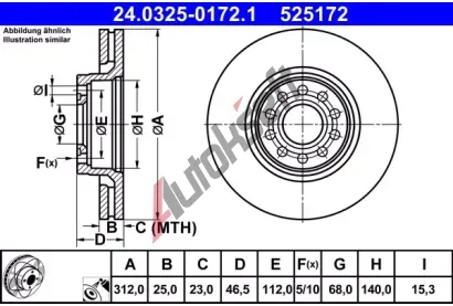 ATE Brzdov kotou Power Disc - 312 mm AT 525172, 24.0325-0172.1