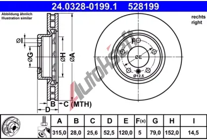 ATE Brzdov kotou Power Disc - 315 mm AT 528199, 24.0328-0199.1