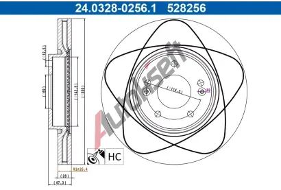 ATE Brzdový kotouč PowerDisc - 300 mm AT 528256, 24.0328-0256.1  ATE Brzdový kotouč PowerDisc - 300 mm AT 528256, 24.0328-0256.1