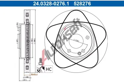 ATE Brzdov kotou PowerDisc AT 528276, 24.0328-0276.1