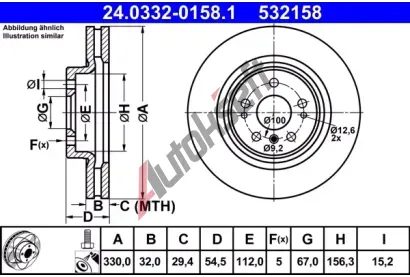 ATE Brzdov kotou PowerDisc - 330 mm AT 532158, 24.0332-0158.1