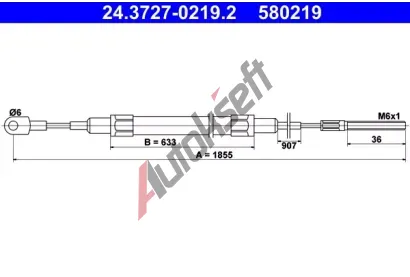 ATE Tažné lanko - parkovací brzda AT 580219, 24.3727-0219.2 ATE Tažné lanko - parkovací brzda AT 580219, 24.3727-0219.2
