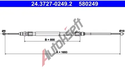 ATE Ta�n� lanko parkovac� brzdy AT 580249, 24.3727-0249.2