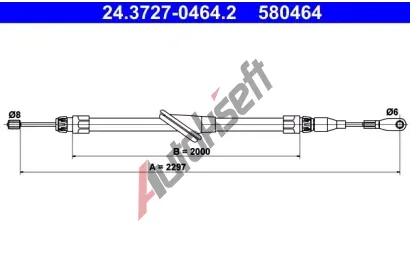 ATE Tažné lanko - parkovací brzda AT 580464, 24.3727-0464.2 ATE Tažné lanko - parkovací brzda AT 580464, 24.3727-0464.2