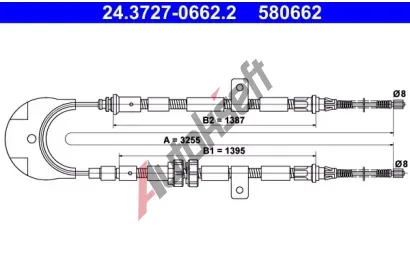ATE Tažné lanko - parkovací brzda AT 580662, 24.3727-0662.2 ATE Tažné lanko - parkovací brzda AT 580662, 24.3727-0662.2