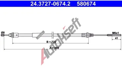 ATE Tažné lanko - parkovací brzda AT 580674, 24.3727-0674.2 ATE Tažné lanko - parkovací brzda AT 580674, 24.3727-0674.2