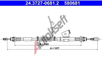 ATE Tažné lanko parkovací brzdy AT 580681, 24.3727-0681.2 ATE Tažné lanko parkovací brzdy AT 580681, 24.3727-0681.2