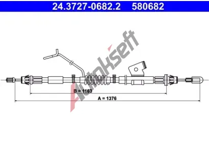 ATE Tažné lanko parkovací brzdy AT 580682, 24.3727-0682.2  ATE Tažné lanko parkovací brzdy AT 580682, 24.3727-0682.2